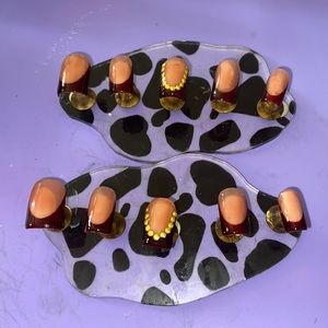 Beautiful homemade press on nails burgundy medium size short press on nails